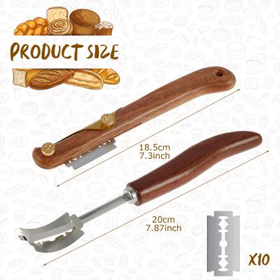 Brotschneider Baguette Anritzklinge Teigschneidewerkzeug mit 10 Klingen Anritzschneider Küchen Backzubehör Toastmesser