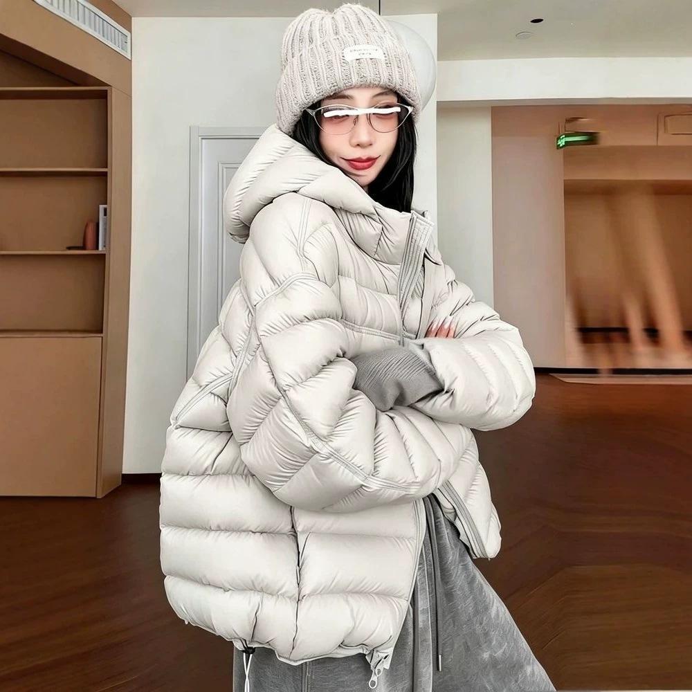 Wind women's short hooded cotton-padded coat bulk goods quilted grid-filled winter warm cotton-padded top