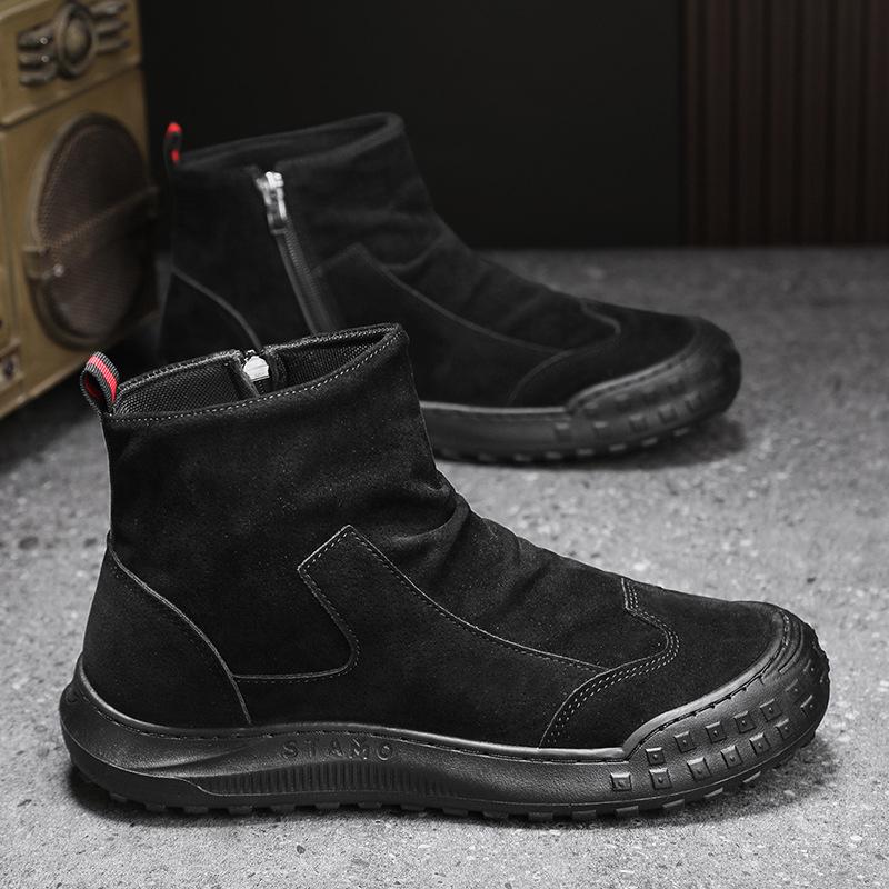 

2025 новые осенние ботинки Мартин с боковой молнией, мужские ботинки Челси в британском стиле без шнуровки, мужская обувь с высоким берцем 44