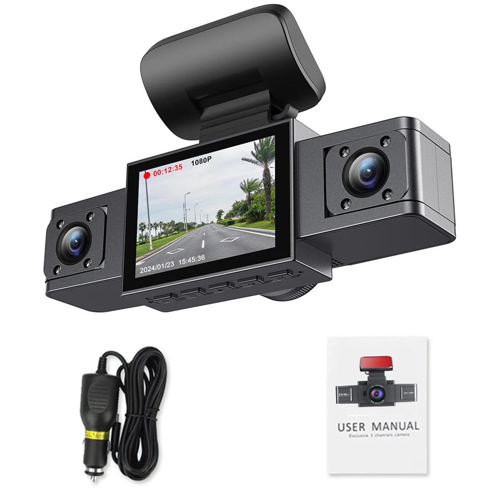 

3 Channel Dash Cam Video Recorder Three Lens Car Camera with Rear View DVR 24H Parking Monitor Black Box car accessories No SD Card