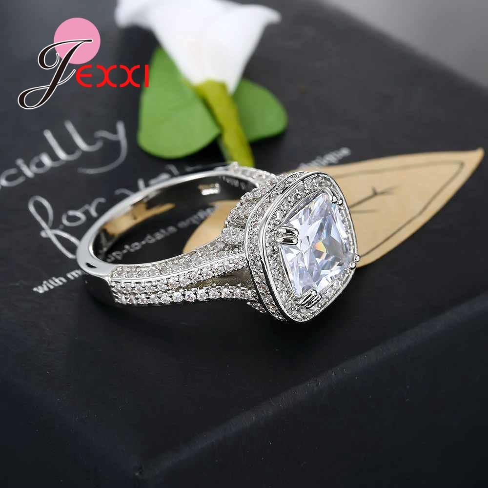 Sterling Silver Color Cubic Zirconia Rings for Women Anillos Mujer Ring Female Wedding Bijouterie Masculino Vintage Jewelry