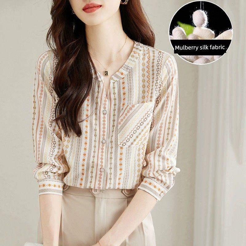 

Ханчжоу Знаменитый Свободный Топ с Длинным Рукавом Шелковая Рубашка Picture Color M