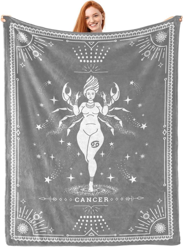 Twelve Constellation Tarot Cards Printed Blanket for Sofa Bed Travel Camping Living Room Office Conditioning Blanket