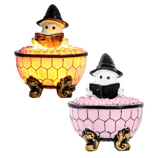 Ghost Bubble Bath Light Halloween Ghost Reading Book Night Light Handmade LED Table Lamp for Bedroom Study Room Bathroom Decor