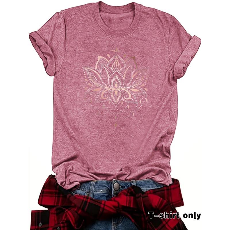 

Жіноча футболка великого розміру з круглим вирізом, коротким рукавом та вільним кроєм, з принтом лотоса L