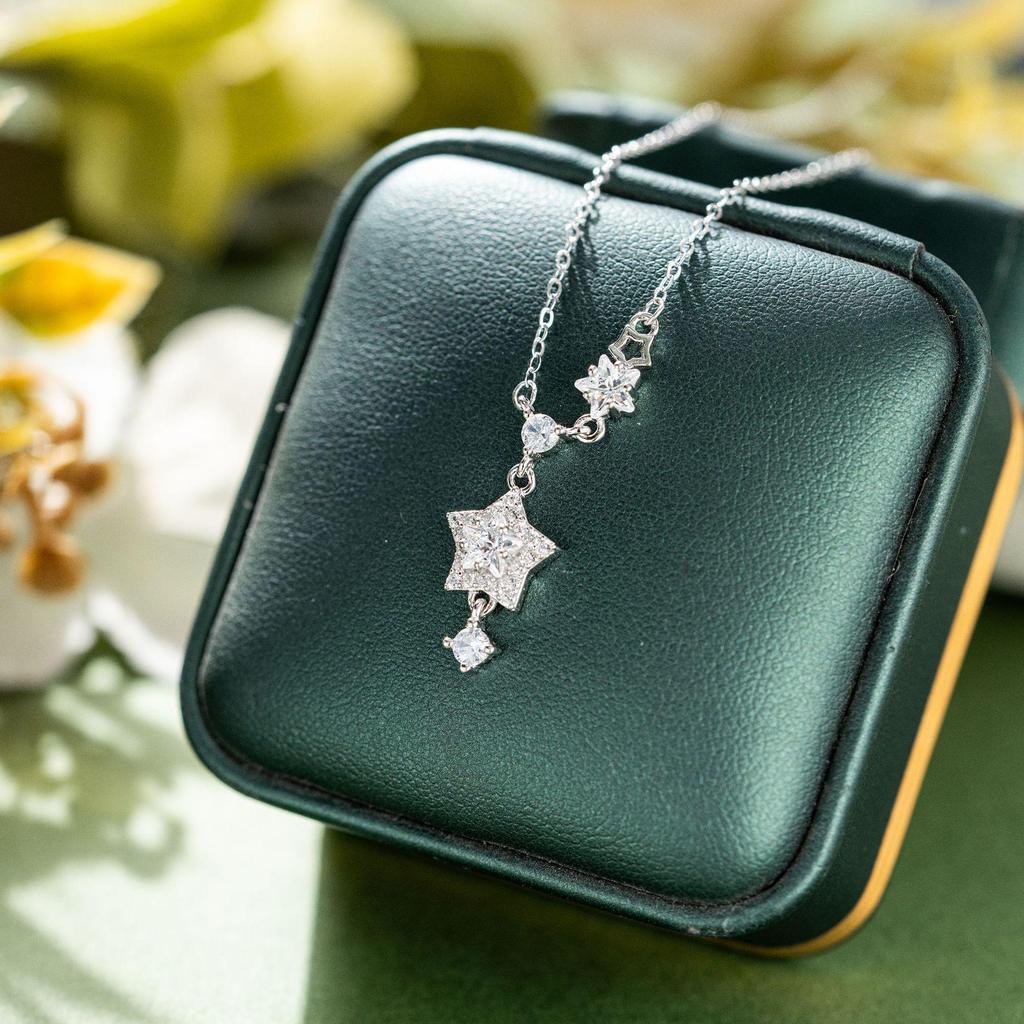 Women's Sterling Silver Star Zircon Tassel Necklace - Luxury Fashion Clavicle Chain
