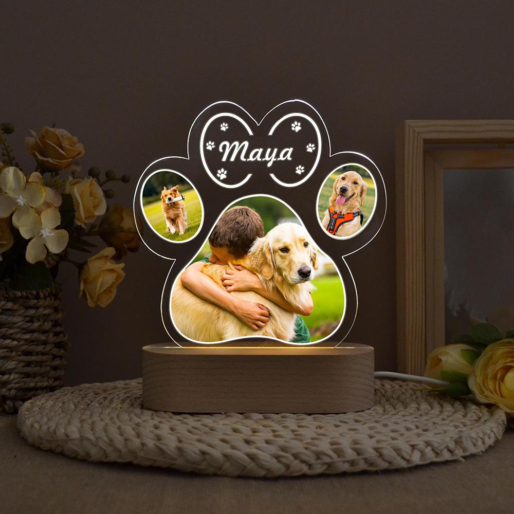Custom Pet Photo Night Light Dog Memorial Gift Glowing LED Acrylic Light Personalized Picture Gift Home Decor For Pet Owners