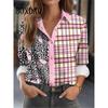 New Fashion Women's Shirts Blouses Vintage Classic Plaid Print Button Long Sleeve Tops Casual Shirts Spring Autumn Clothes