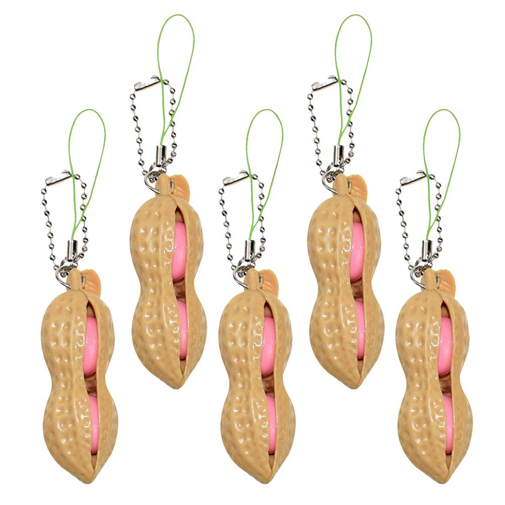 2/5pcs Squeezing Peanuts Squeezing Music Children's Gift Stress Relieving Keychain Peanut Squeezing Music Relaxing Toy