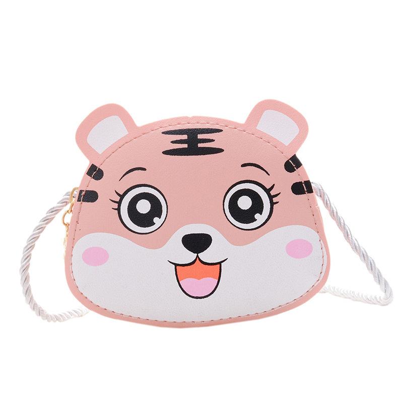 

2022 New Tiger Year Lucky Tiger Kids Crossbody Bag Fashionable Pu Small Round Bag Cute Boys And Girls Shoulder Bag рожевий