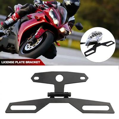 Motorcycle License Plate Bracket Taillight Mount Support Folding Number Plate Frame Holder Mount Universal Motorbike Accessories