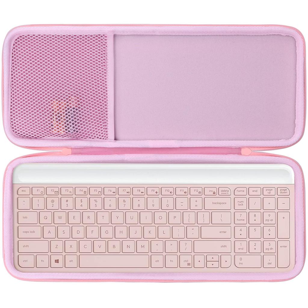 Lebakort Storage Case Compatible with Logitech MK470 Slim Wireless Keyboard and Pebble M350 Wireless Mouse (Pink Case)