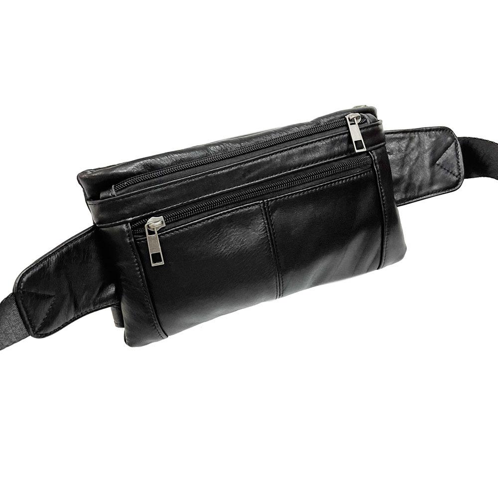 Fashion Men'S And Women'S Fanny Packs, Black Cowhide Fanny Packs, Breast Bags, Genuine Leather Satchel.