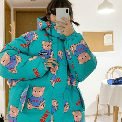 Women's Autumn and Winter Plus Size Short Paragraph Padded Loose Hooded Jacket Warm and Comfortable Cartoon Collar Zip Section Coat