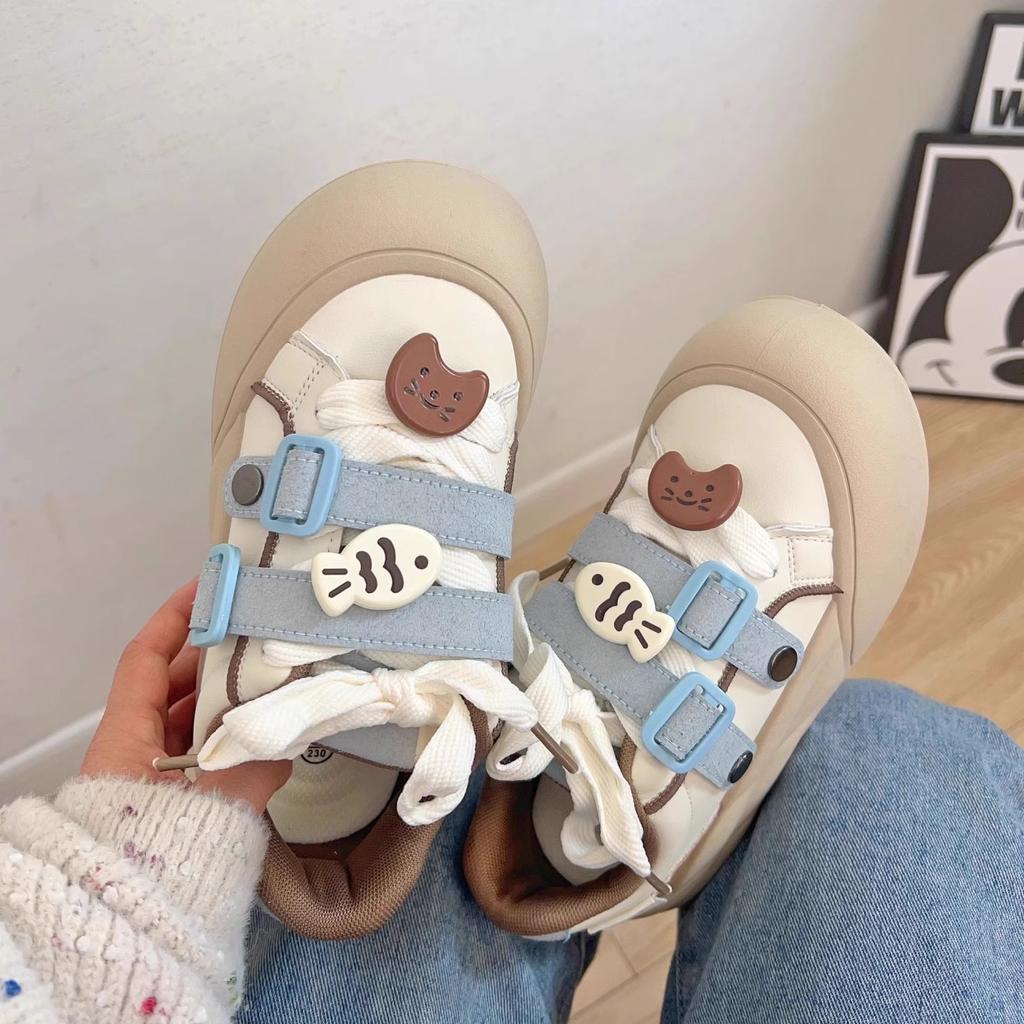 Dopamine board shoes 2025 new bread shoes ugly cute platform big head shoes cute style shoes schoolgirl round head shoes