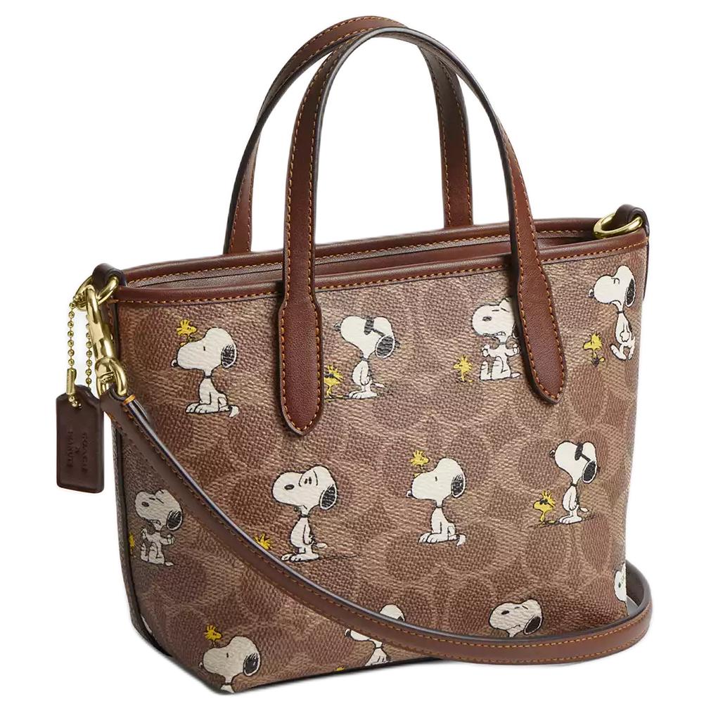 Coach X Peanuts Ville 15 Logo Classique Imprimé Sac Cabas en Similicuir Sacs Cabas Femme Marron CBS83-IMY3O