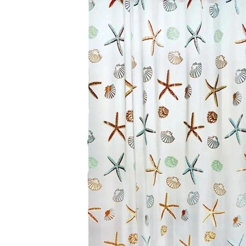 

1pc Starfish Shower Curtain with Metal Grommets & Plastic Hooks Transparent Bath Curtain Liner Bathroom Partitions Window 90x180cm