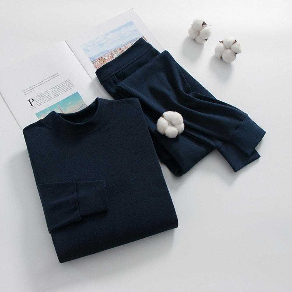 Round Neck Loungewear Mens O-neck Long Sleeve Pajama Collection with Elastic Waist Pants 2 Piece Single Color Homewear for Comfortable