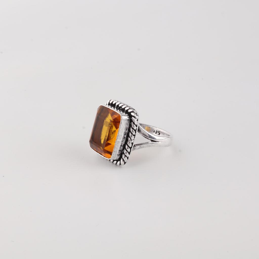 Natural Citrine Gemstone 925 Sterling Silver Handmade Women's Jewelry Pretty Proposal Ring For Her RR-71-4