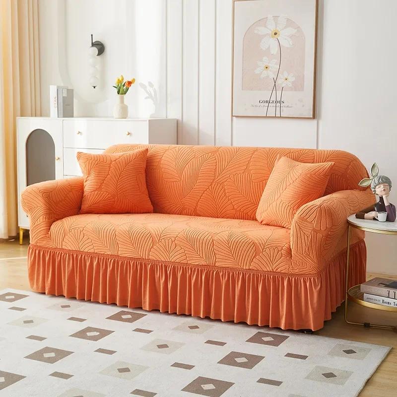Neuer Sofabezug mit großem Rock, universeller All-Inclusive-Sofabezug für vier Jahreszeiten, universeller, sandabweisender, elastischer, rutschfester Stoff, Sofa-Staubschutz