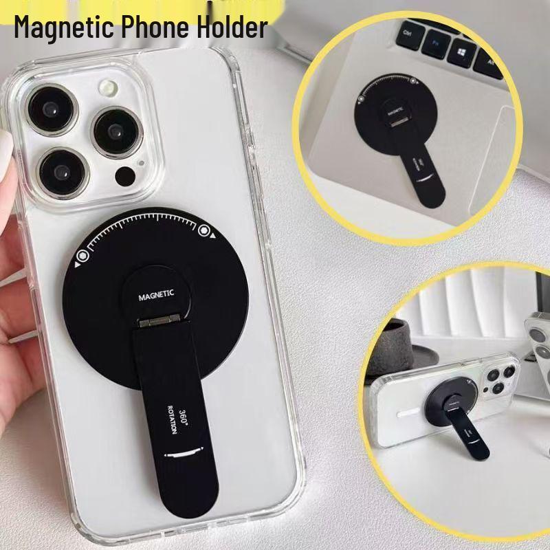 Ultra-thin Magnetic Desktop Phone Holder and Ring Stand for All Phones