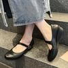 Loafers single shoes women's buckle wedge sandals thick sole heightening temperament black small leather shoes mother work shoes high heel