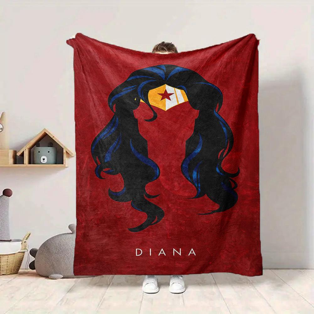 1pc Wonder Woman Diana Flannel Throw Blanket Lightweight Soft Warm All Season Blanket for Sofa, Bed, Travel, Camping L1024222