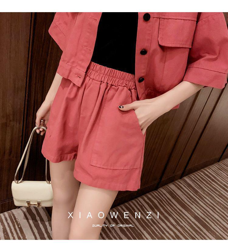 Korean Style Women's Chic Summer Workwear: Versatile Loose Short Sleeve & Shorts Two-Piece Uniform Set