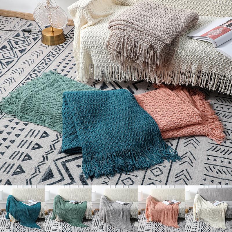 Buy Chunky Knitted Throw Travel Soft Blanket Throw Sofa Bed Knit