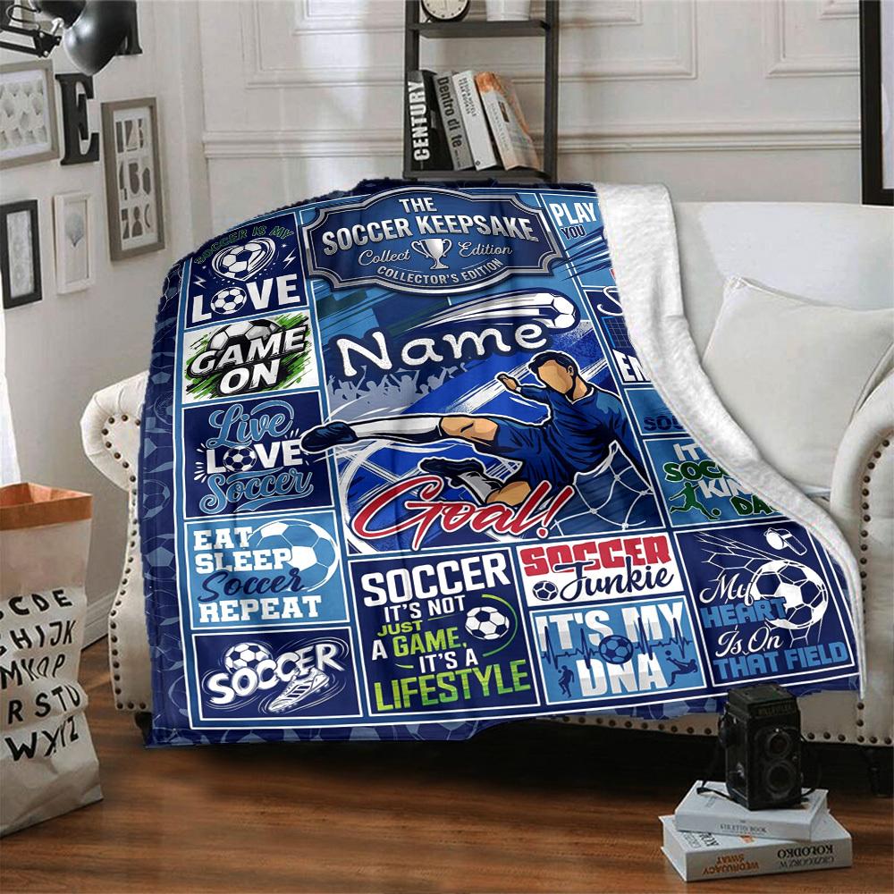 Soccer Keepsake Collector'S Edition Customize Your Name Home Blanket Comfortable Soft Lightweight Multipurpose Blanket For Picnics Sofas Offices Beds