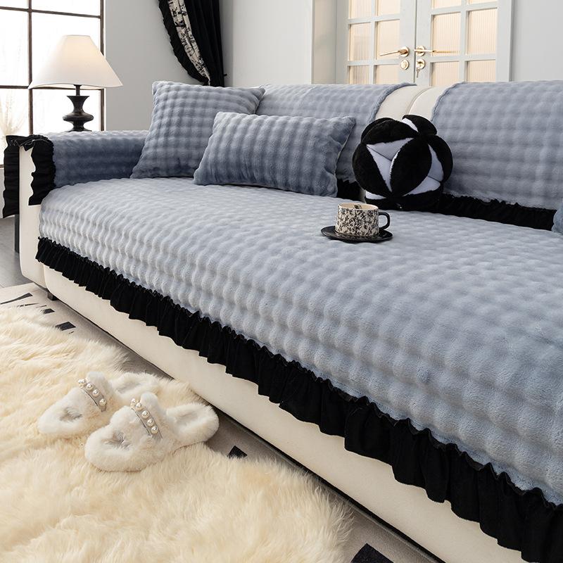 Winter Thickened Plush Sofa Cushion Premium Light Luxury Non-Slip Seat Cushion New Nordic Straight Sofa All-Inclusive Sofa Cover