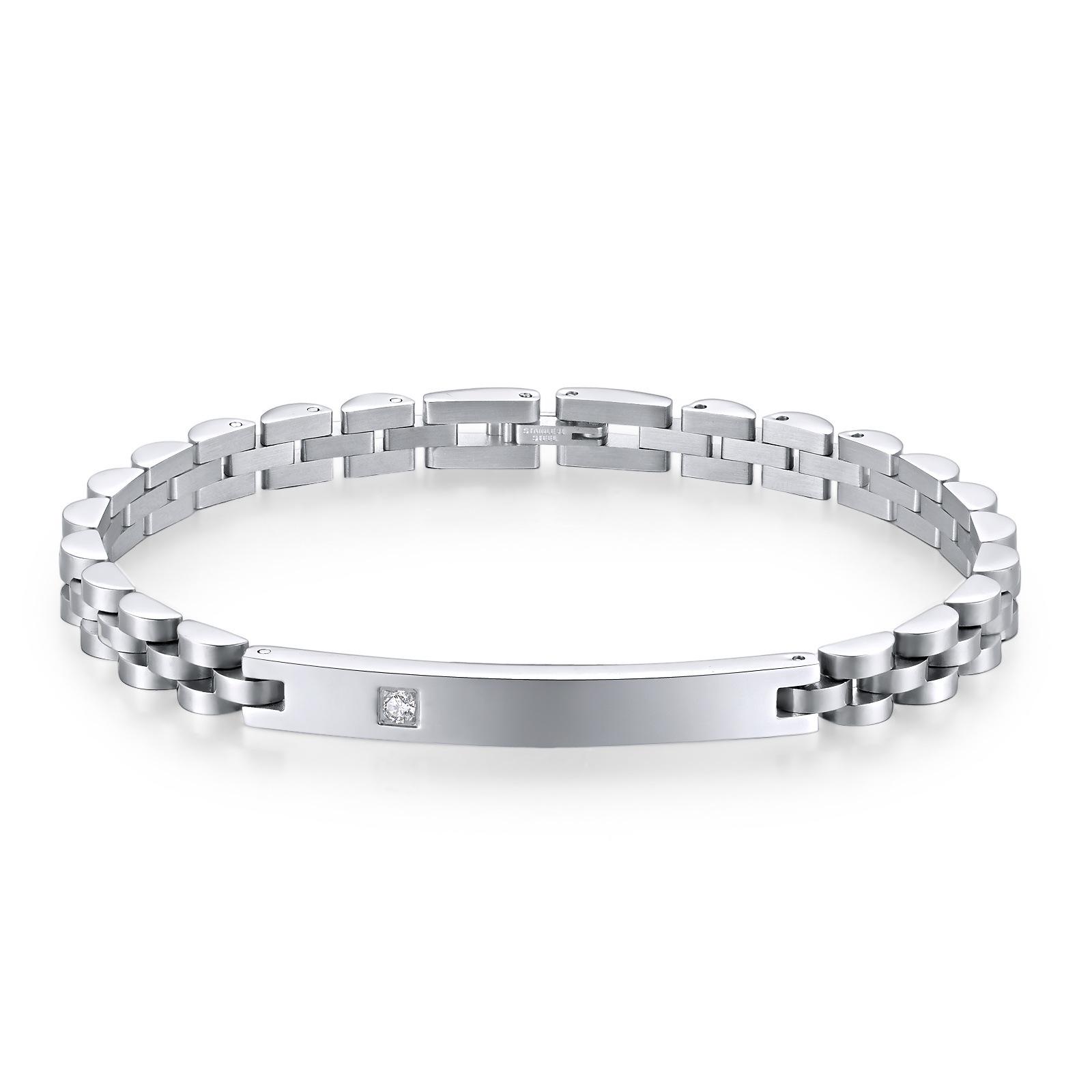 6Mm Wide Girls Inlaid Zircon Curved Brand Stainless Steel Strap Bracelet, Light Luxury Titanium Steel Bracelet Women Width 6mm*length 18.5cm