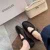 Cowhide version~ Xiaoxiangfeng leather soft-soled ballet shoes for women's one-word buckle flat-bottomed Mary Jane ballet single shoes laden shoes
