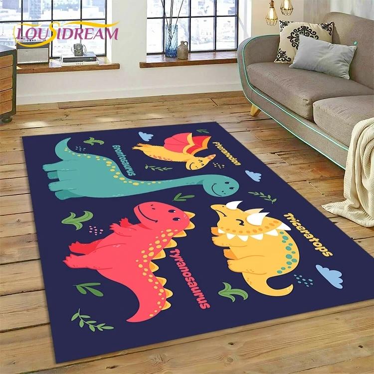 3D Cute Dino Cartoon Dinosaur Space Carpet Rug for Bedroom Living Room Home Sofa Decoration,Children Game Large Decor Floor Mat