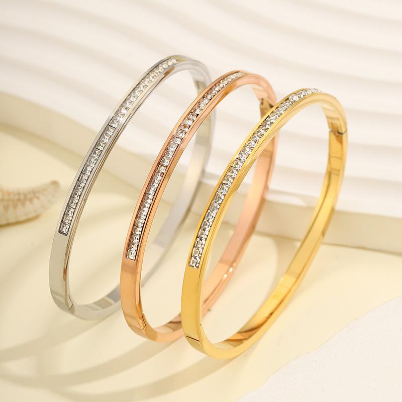 Titanium Steel Bracelet - Fashionable and Versatile for Women, Full of Diamonds, Stainless Steel Bracelet, Unique Handcrafted Bracelet