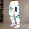 Men S Plus Size Abstract Leaf Geometric Printed Drawstring Waist Jogger Pants Side Pockets Cuffed Ankle