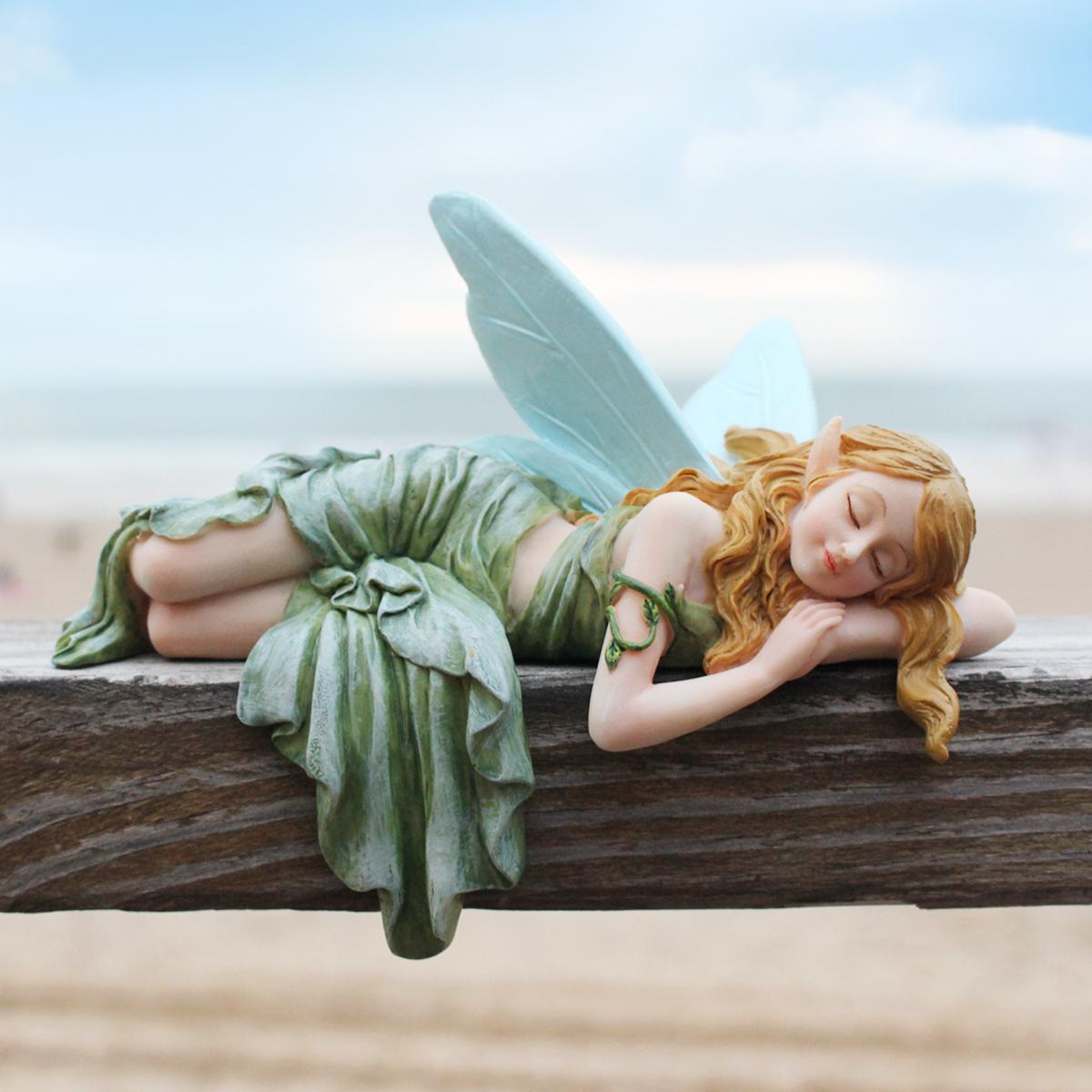1pc Elegant Sleeping Position Elf Resin Craftsmanship, Suitable for Desktop/Photo Frame/TV/Display Stand/Flower Pot