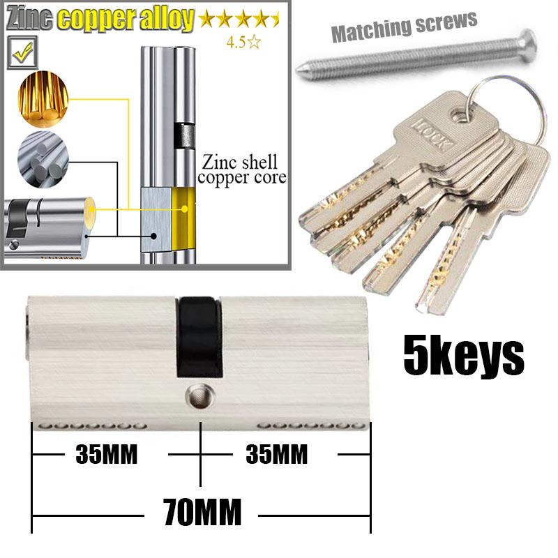 Yderdør 60 70 80 90 mm låsecylinder 5 nøgler 6 nøgler tyverisikret indgang zinklegering aluminiumslegering messing dørlås