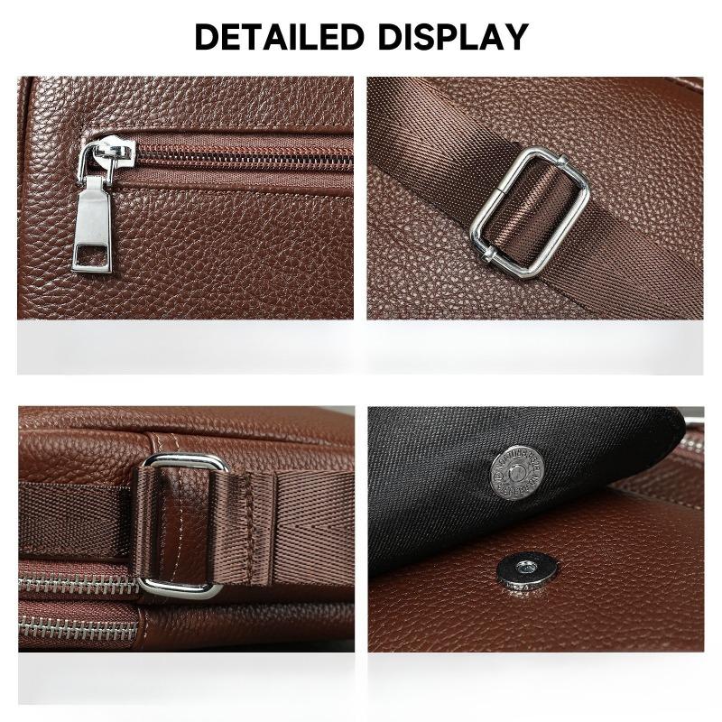 Multi-functional Pocket Single-shoulder Bag, Genuine Leather Versatile Portable Small Bag, Business Retro Crossbody Bag