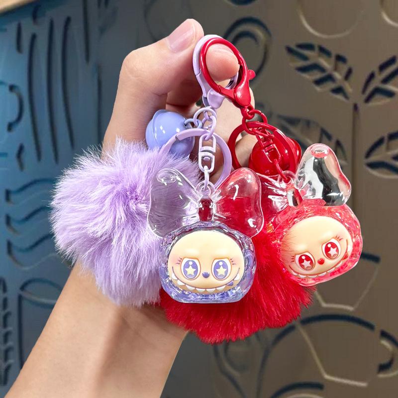 Kreativ Tegneserie Akryl Kvikksand Oljeinfundert Lysende Lerret Nøkkelring Veskeanheng Nøkkelringanheng