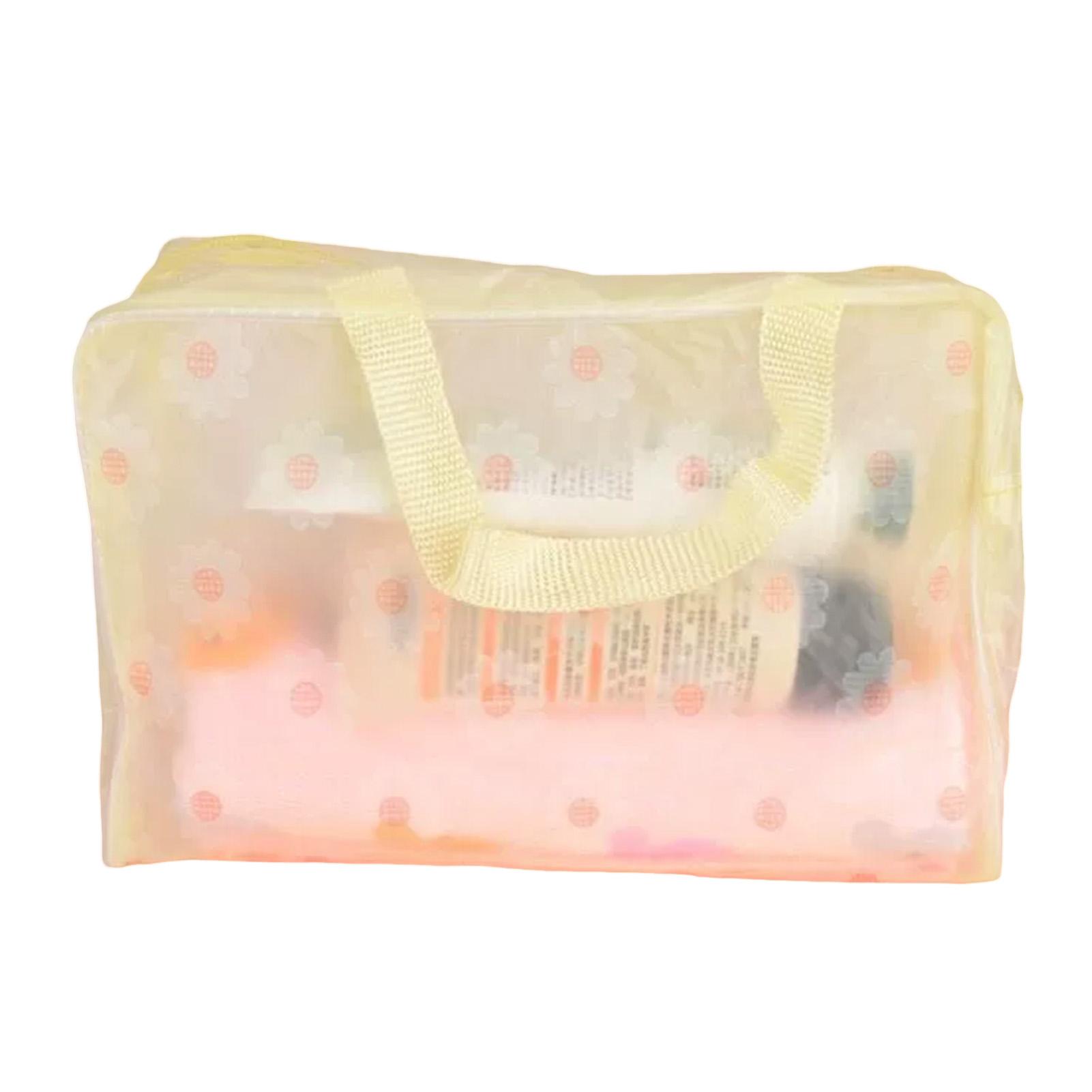 

PVC Waterproof Clear Makeup Bag With Zipper And Handle For Travel Bathroom Storage Cosmetic Organizer жовтий