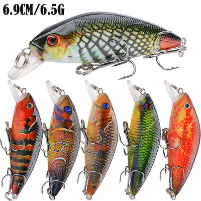Floating Minnow Fishing Lures 6.9cm/6.5g Fishing Bait Hooks Fake Bait Long Casting Rattling Bead Hard Baits