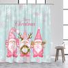 Cartoon Santa Claus Shower Curtains White Snowflake Wreath Blue Christmas Bath Curtain Set Fabric Home Bathroom Decor With Hooks