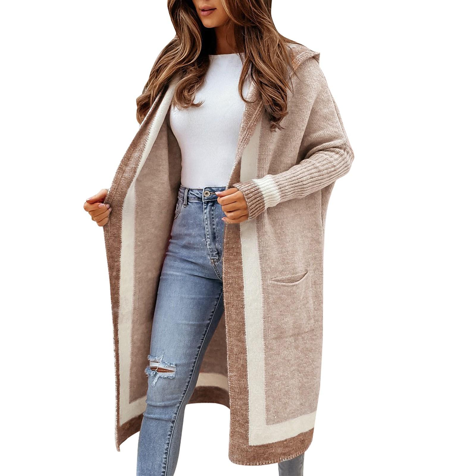 

Женский повседневный однотонный свитер с капюшоном, кардиган, куртка с длинными рукавами, куртка с длинными рукавами XL хаки