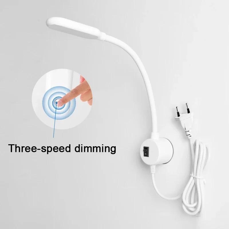 360° Flexible LED Sewing Machine Lighting Lamp Industrial Touch Dimming EU US Adjustable For Base 10/30Leds Adsorbed Work Lamps