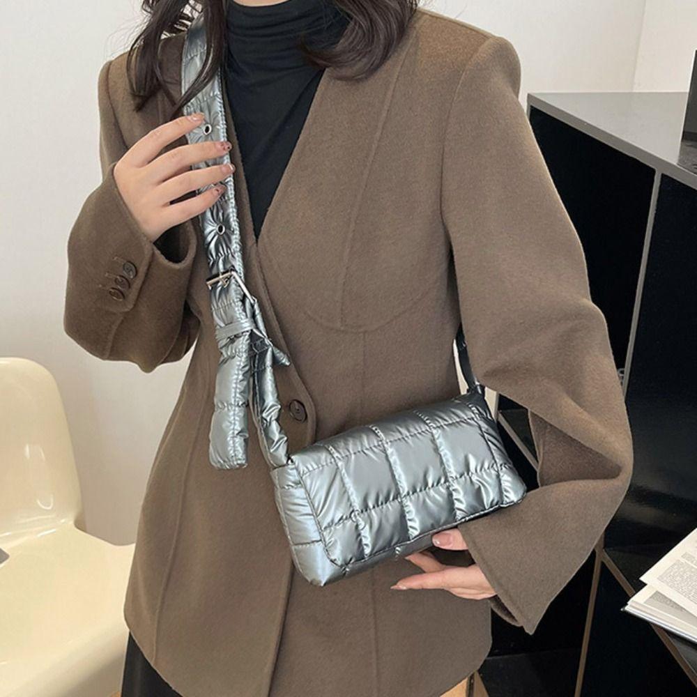 Waterproof Women's Shoulder Bag Korean Style Small Square Bag Winter Space Cotton Bag  Female