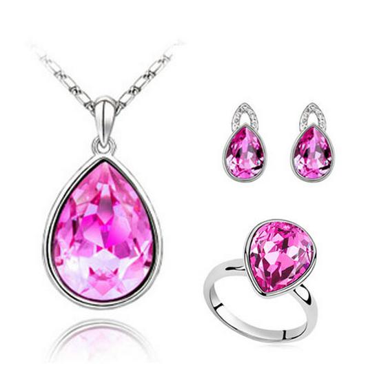 

Кристальный Модный Набор Ювелирных Изделий из 3 Предметов: Колье 044, Браслет 057, Серьги 032