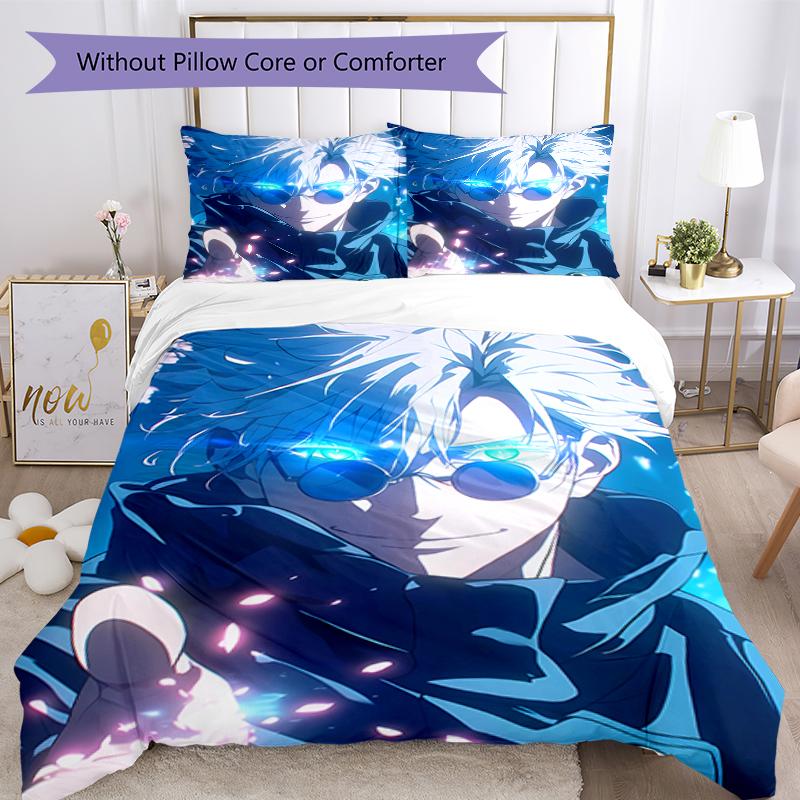 3pcs Gojo Satoru Pattern Bedding Set Duvet Cover Set Includes Duvet Cover &pillowcases, Perfect All Season Bedroom Decoration & Gift
