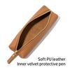 PU Leather Pen Case Zipper Pen Storage Bag Simple Stationery Organizer  School Office