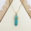Crystal Agate Hexagonal Pendant Necklace with Gold Alloy Chain and Adjustable Extension